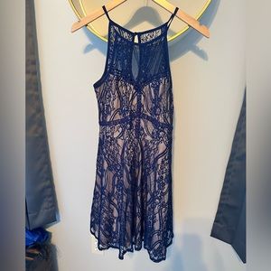 Halter blue lace dress